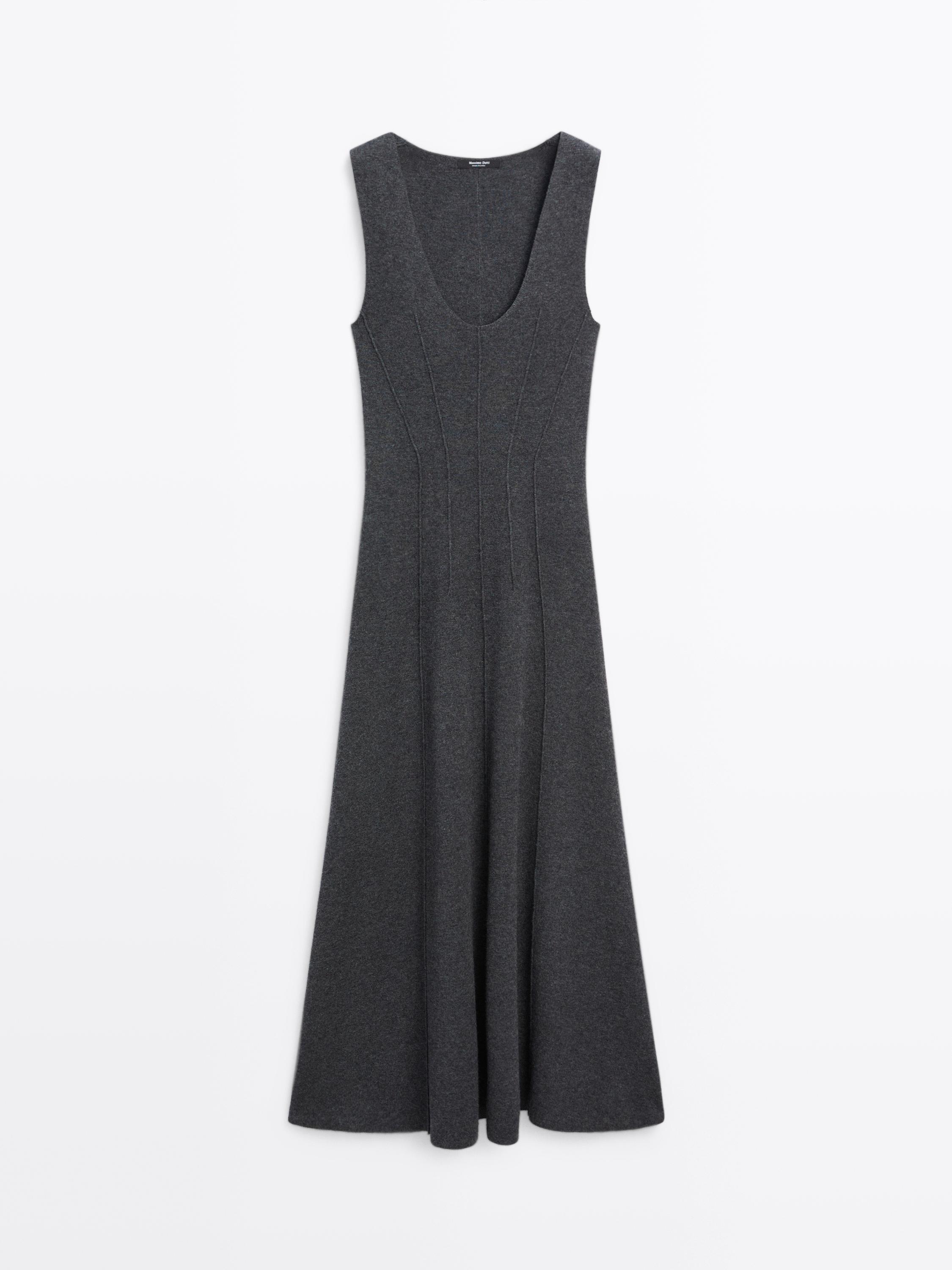 Long A-line knit dress